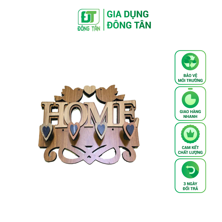 [HCM]Thanh Móc Đồ Và Trang Trí Treo Tường Bằng Gỗ ĐÔNG TÂN Hình Chữ Home Có 4 Móc