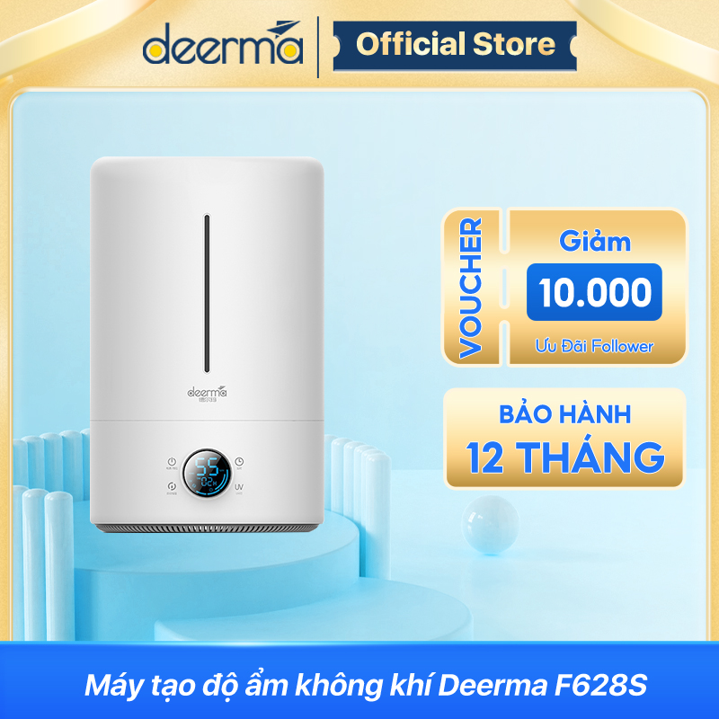 Máy phun sương tạo độ ẩm không khí Deerma F628S dung tích 5L có tia UV khử khuẩn màn hình led hiển thị - Bảo hành 12 tháng