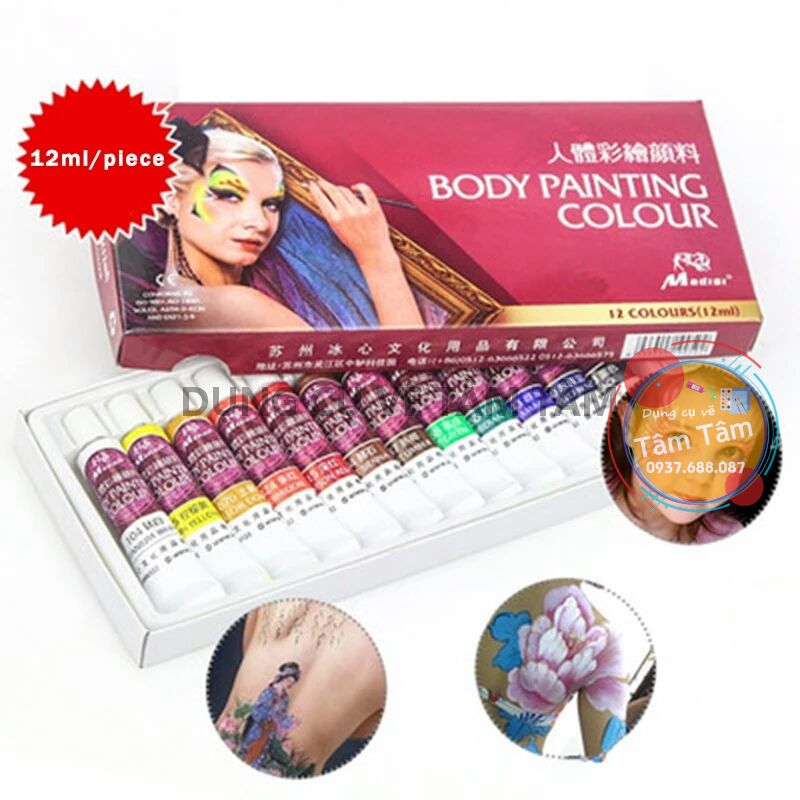 Màu vẽ cơ thể, Body painting colour-Dụng cụ vẽ Tâm Tâm