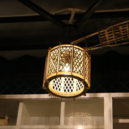 Đèn lồng gỗ caro DG032 - Đèn gỗ thả trần trang trí nhà cửa, quán cafe