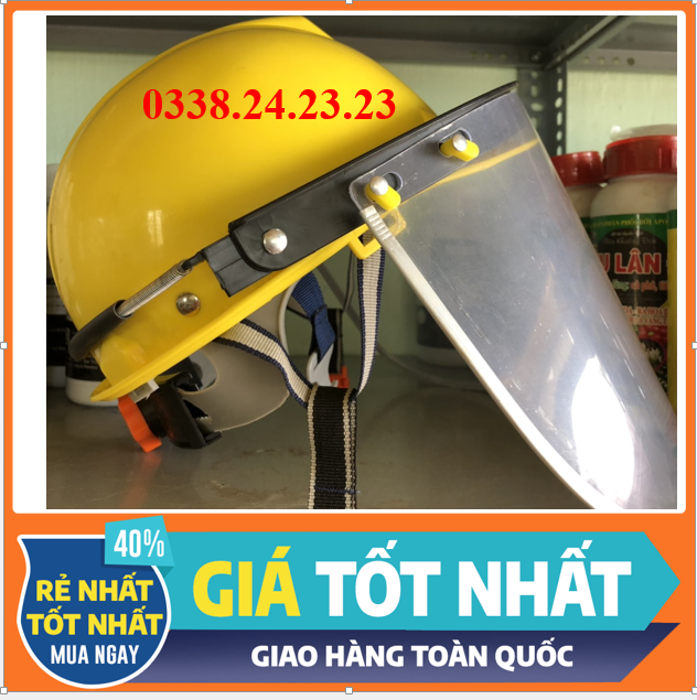 Nón bảo hộ có kính che mặt- Mũ phát cỏ, nón xịt thuốc Bảo vệ thực vật- Mũ bảo hộ có kính