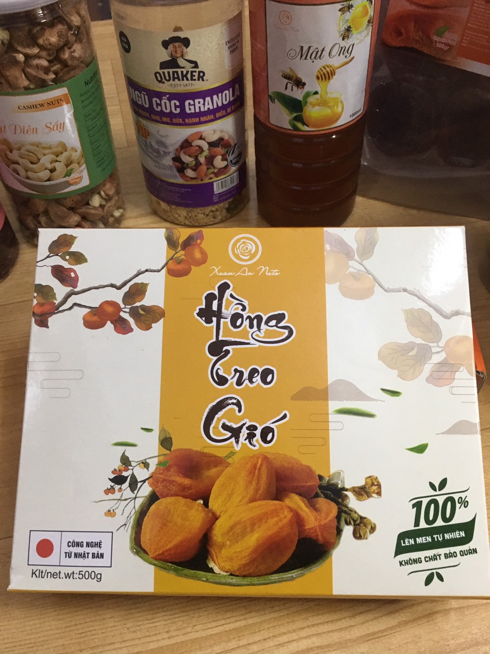 Hồng treo gió đà lạt, hộp 500g, công nghệ nhật bản, xuân an nuts