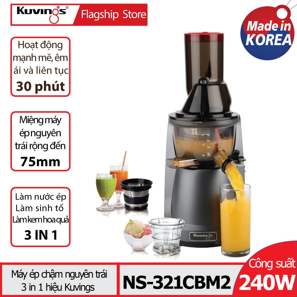 [Trả góp 0%]Máy ép trái cây tốc độ chậm 3 trong 1 Kuvings NS-321CBM2 (400ml) - Màu xám