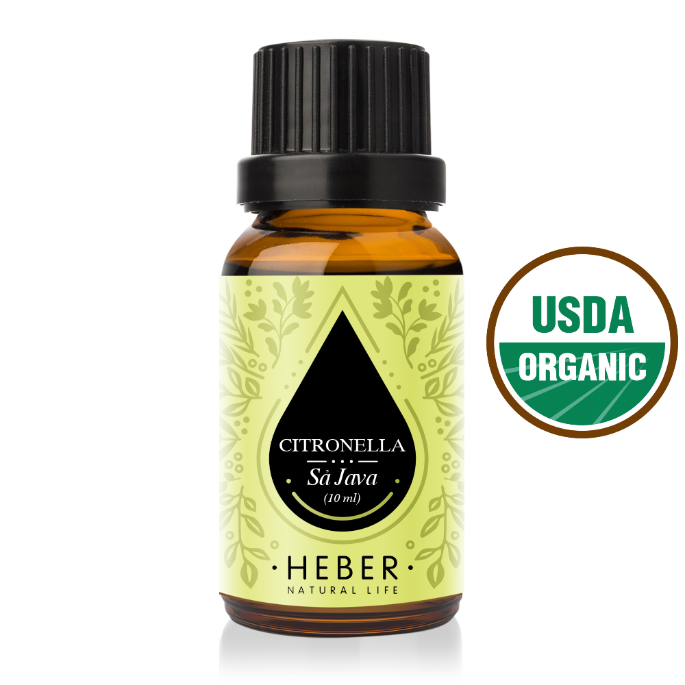 Tinh Dầu Sả Java Citronella Essential Oil Heber Vietnam, 100% Thiên Nhiên Nguyên Chất, Cao Cấp Nhập Khẩu, Kiểm Nghiệm Quatest 3, Xông Thơm Phòng, Hương Dịu Nhẹ