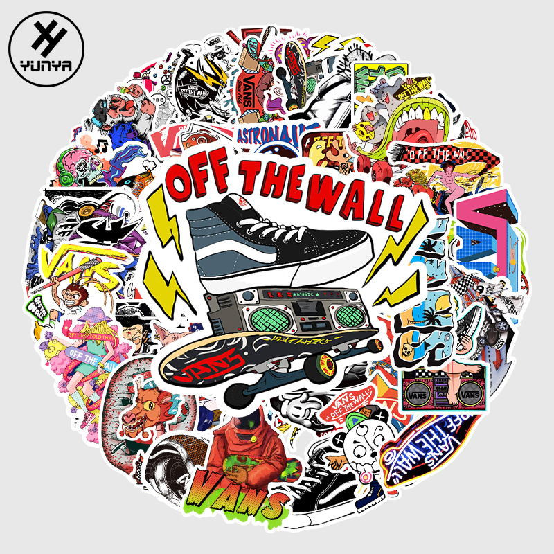 50Pcs Of Cartoon Fashion Vans Waterproof Home Deco Stickers Helmat Guitar Laptop Decal Stickers