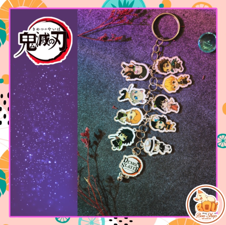 [HCM]Móc khóa dây anime Kimetsu no Yaiba Acrylic Mica