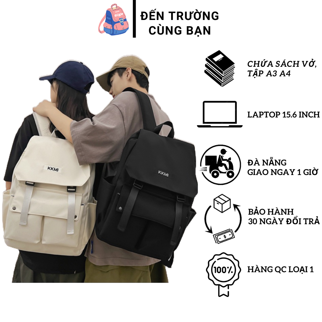 Balo đi học unisex Ba lô sinh viên nắp gập thời trang G197 - BaloGigo