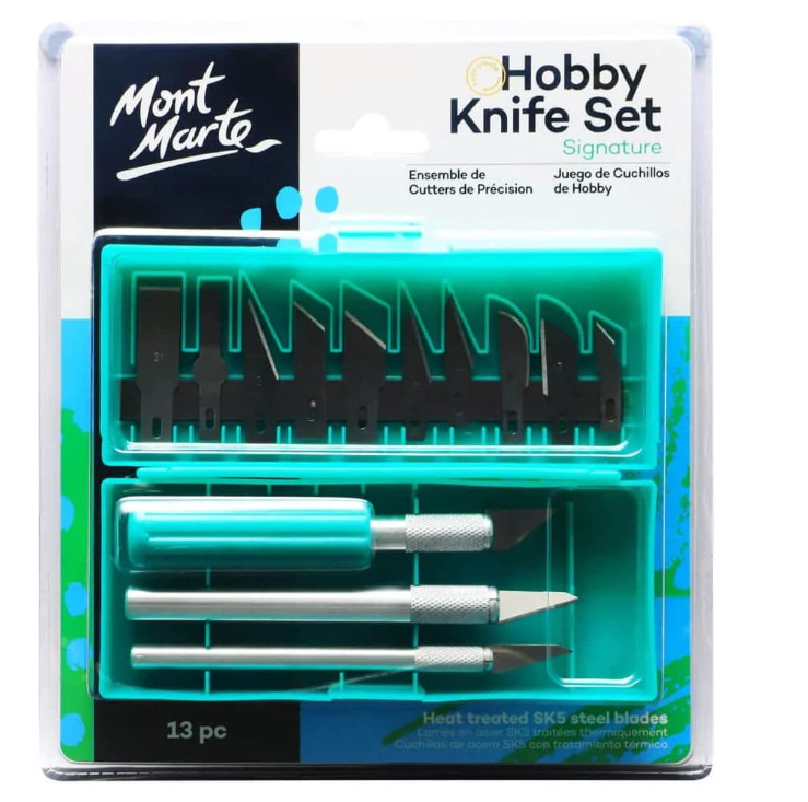 Bộ dao trổ dao cắt kỹ thuật mont marte 13 đầu lưỡi - hobby knife