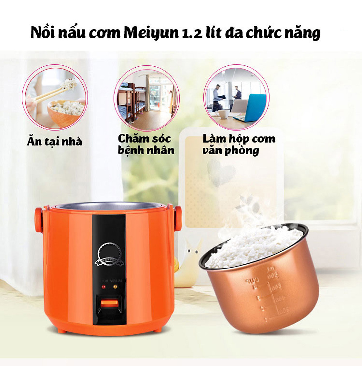 [FREESHIP + QUÀ] Nồi cơm điện mini Meiyun A4 0.5L Dành cho 1-2 người ăn Tộp shop