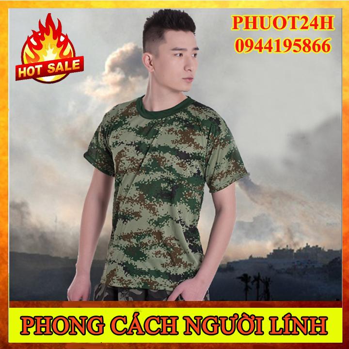 Áo thun cộc tay Lính - Áo phông nam rằn ri phong cách Quân Đội