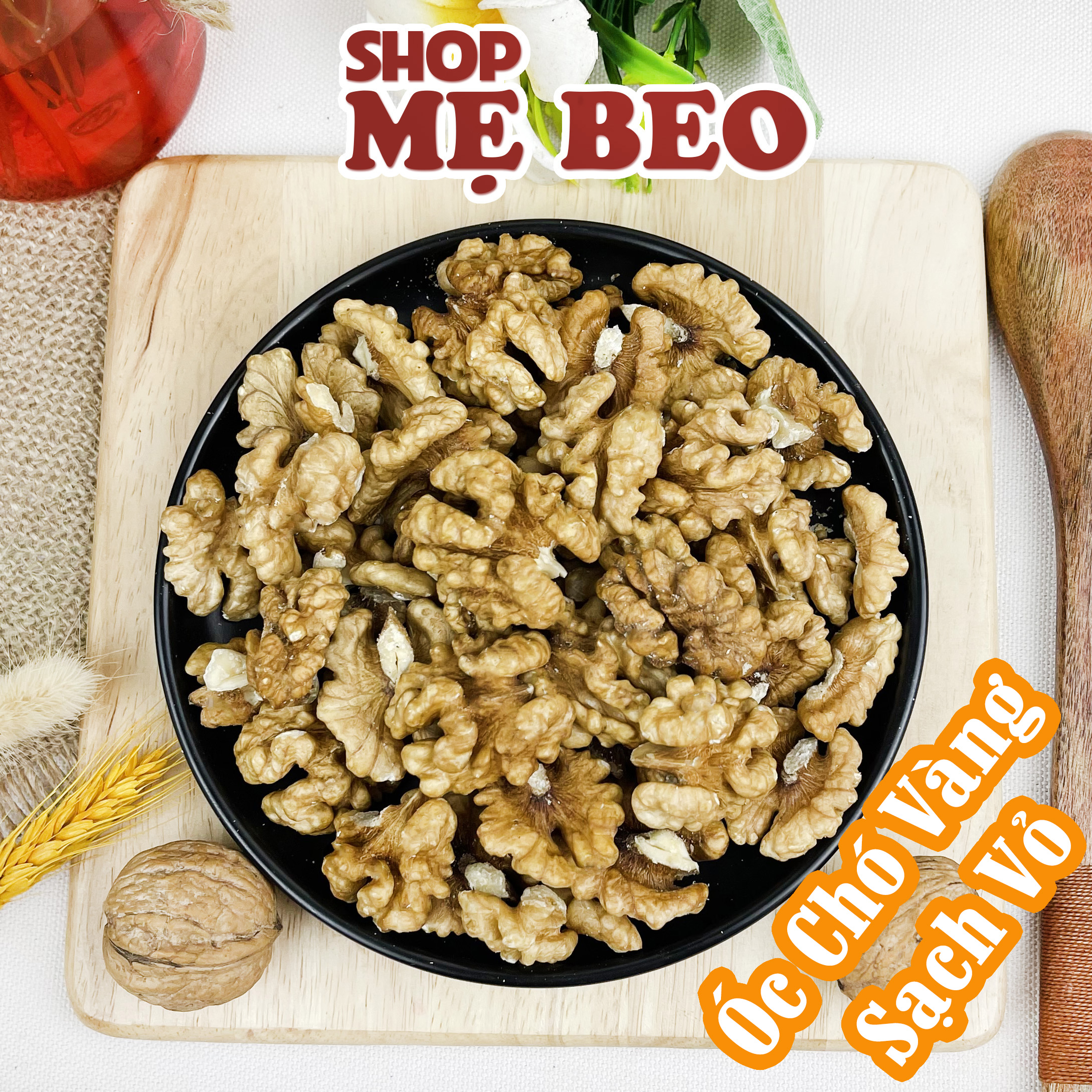 Nhân hạt óc chó vàng mỹ làm sữa, granola sạch vỏ shop mẹ beo