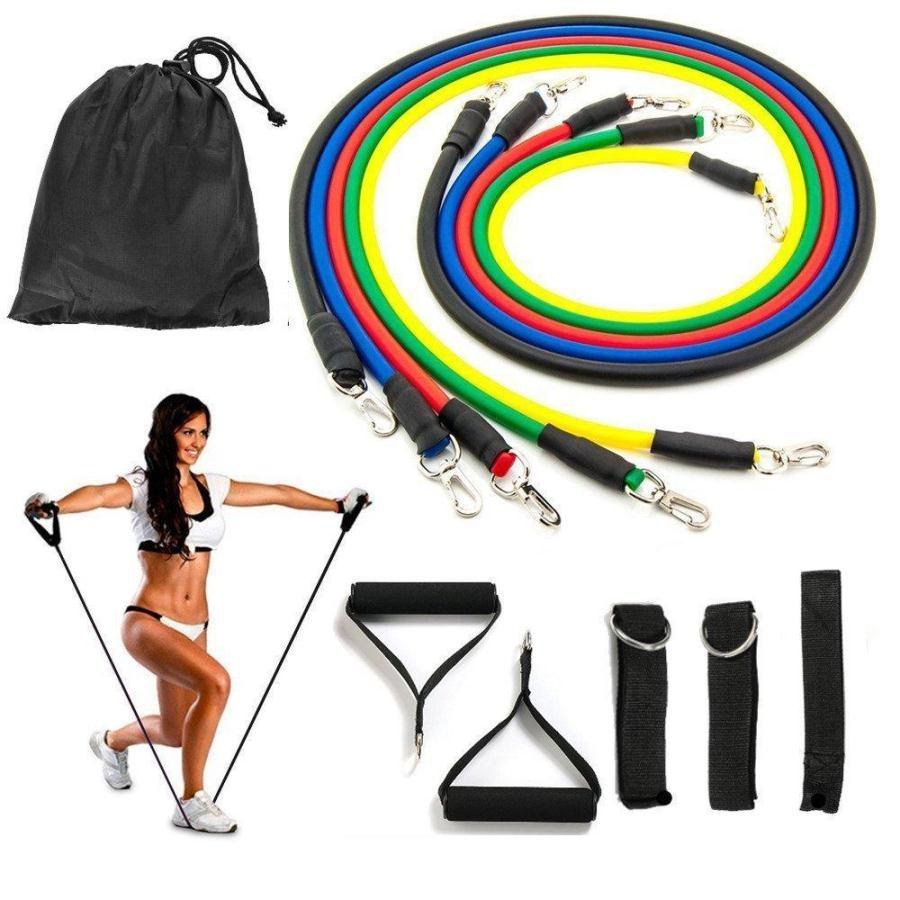 Bộ dây tập gym ngũ sắc tập thể hình, tập gym đa năng 11 món cho nam và nữ (đồ tập thể hình, đồ tập gym)