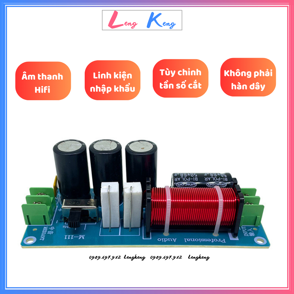 Mạch phân tần loa trung giúp tăng lời rõ tiếng cho dàn âm thanh | Giá 1 mạch | Phân tần loa Mid Weah M-111 dùng cho âm thanh gia đình hoặc loa kéo bass 12, 14, 16, 20, 25