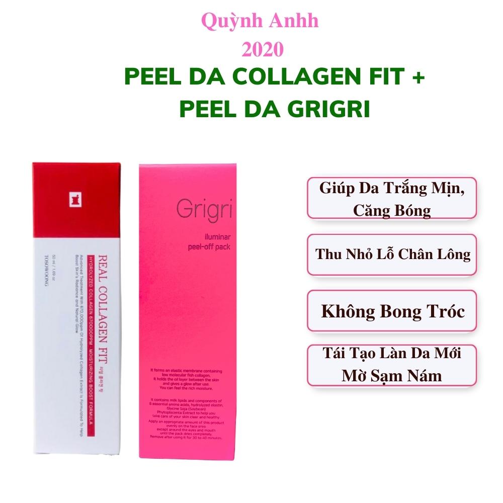 Peel da collagen nano căng bóng Real collagen fit + Peel da Grigri iluminar Hàn Quốc Giúp da trắng sáng, mịn màng 50ml Quỳnh Anhh 2020