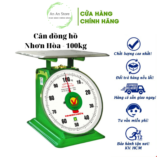 Cân nhơn hòa 100kg- cân đồng hồ lò xo hàng công ty chính hãng mới nguyên hộp