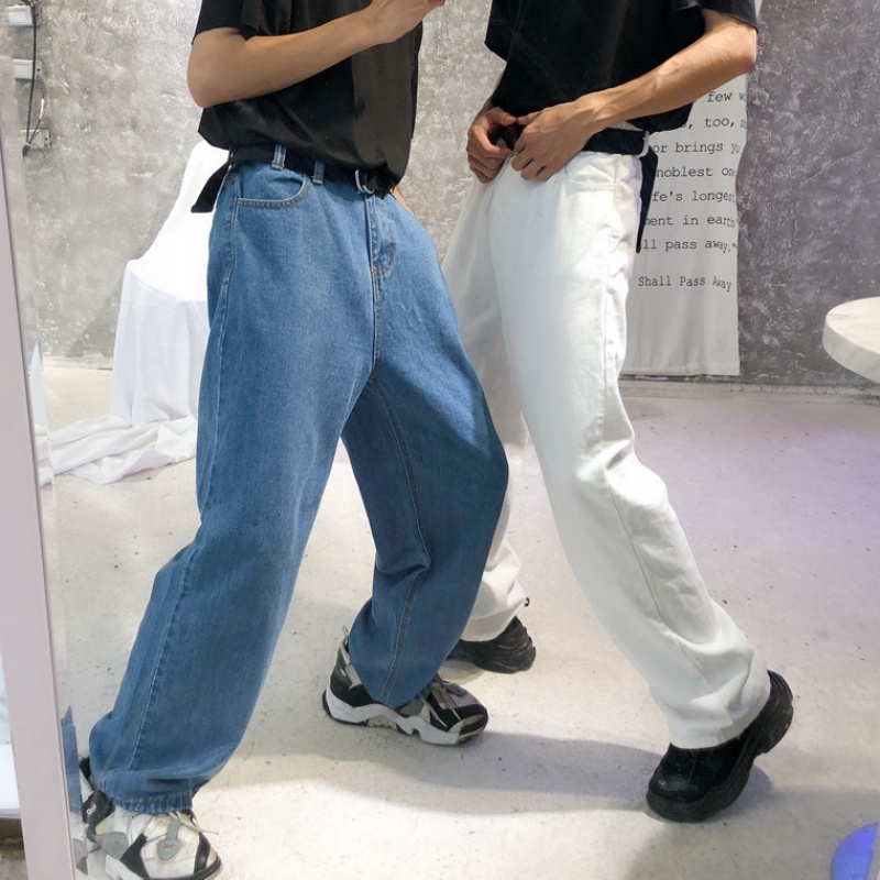 [HCM]Quần Baggy Nam Ống Rộng - 2 Màu trắng xanh phong cách