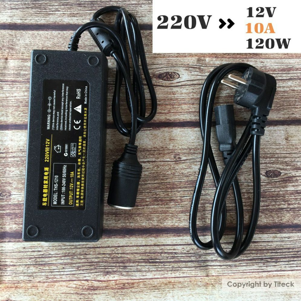 Adapter chuyển nguồn 220v sang 12v- 10a- 120w đầu tẩu sạc ô tô công suất cao