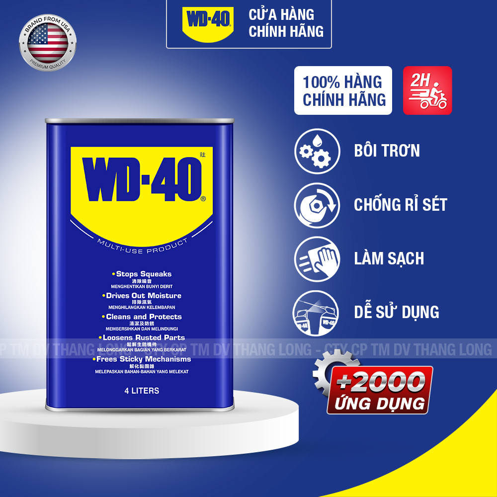 Genuine Wd 40 Multi Use Lubricant Cleaning Oil Tank/Compressed Air Tank 1 Gallon 4 Liters / 440 ml Giá 229,000 Đồng*Miễn phí vận chuyển