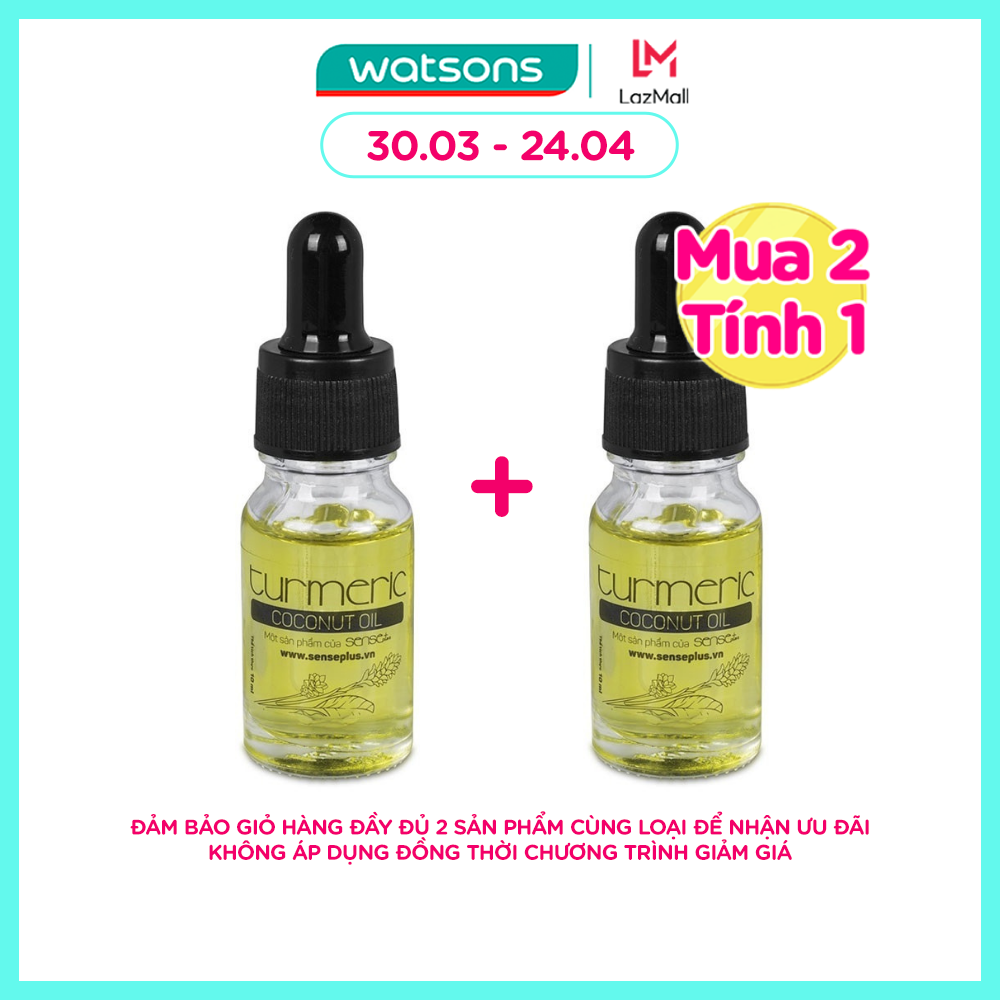 [MUA 2 TÍNH 1] Dầu Dừa Sense Plus Turmeric Thiên Nhiên Từ Dừa Và Nghệ Dưỡng Trắng Da 10ml
