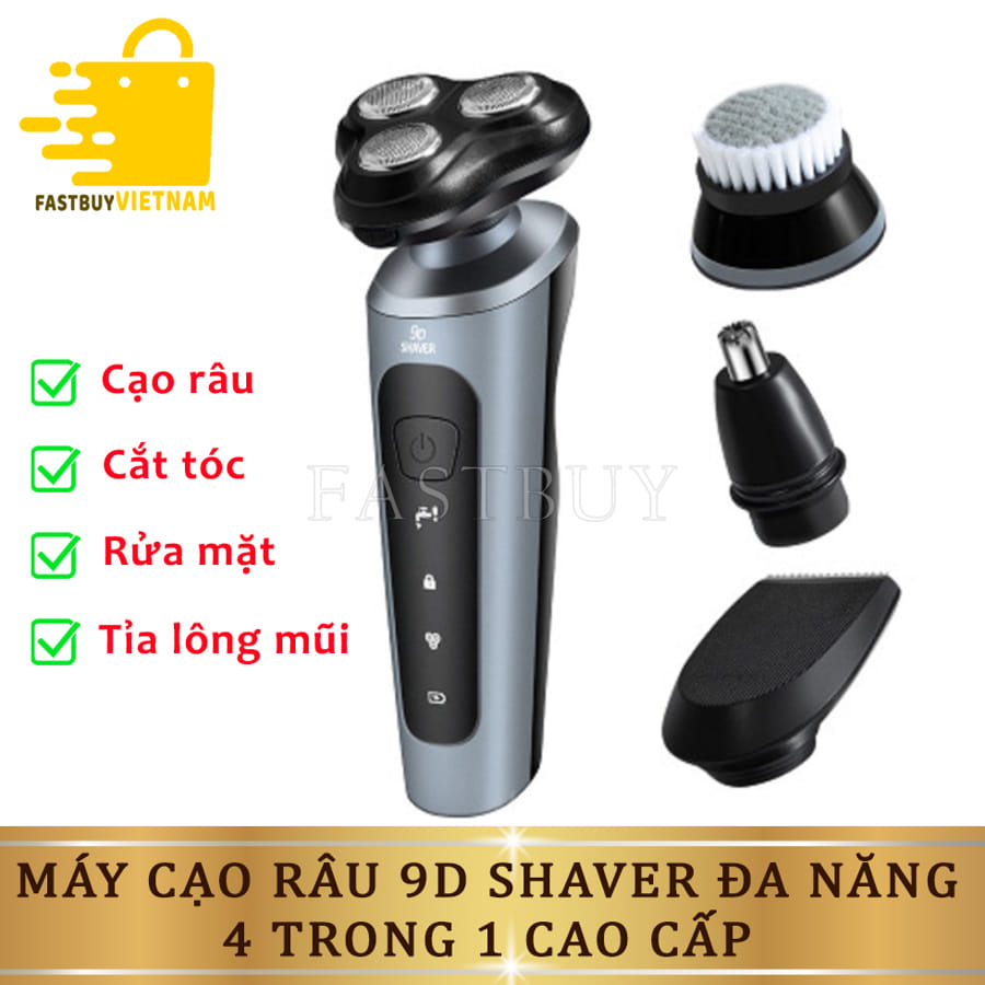 Máy cạo râu đa năng 3 lưỡi kép 9d shaver , máy cạo râu cạo sát, êm, sạc pin nhanh, chống nước