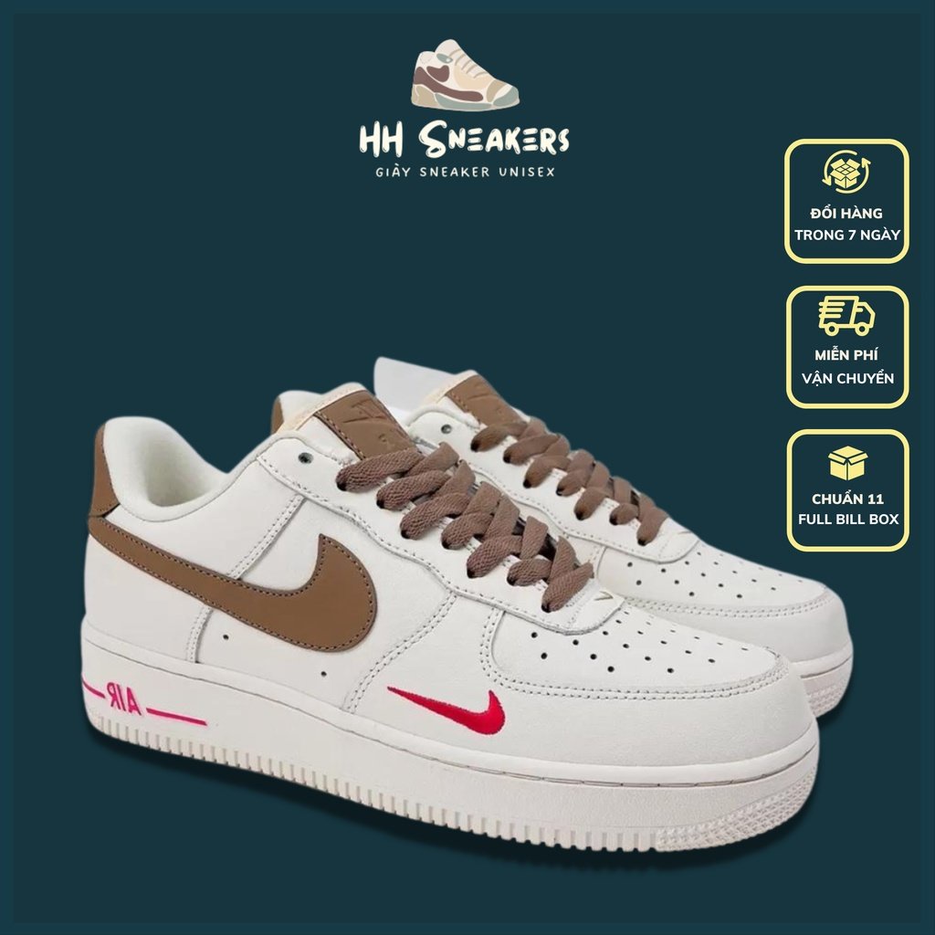 Giày AF1 vệt nâu nam nữ - Giày thể thao sneaker nam nữ AF1 Air Force 1 custom vệt nâu cao cấp Full Box