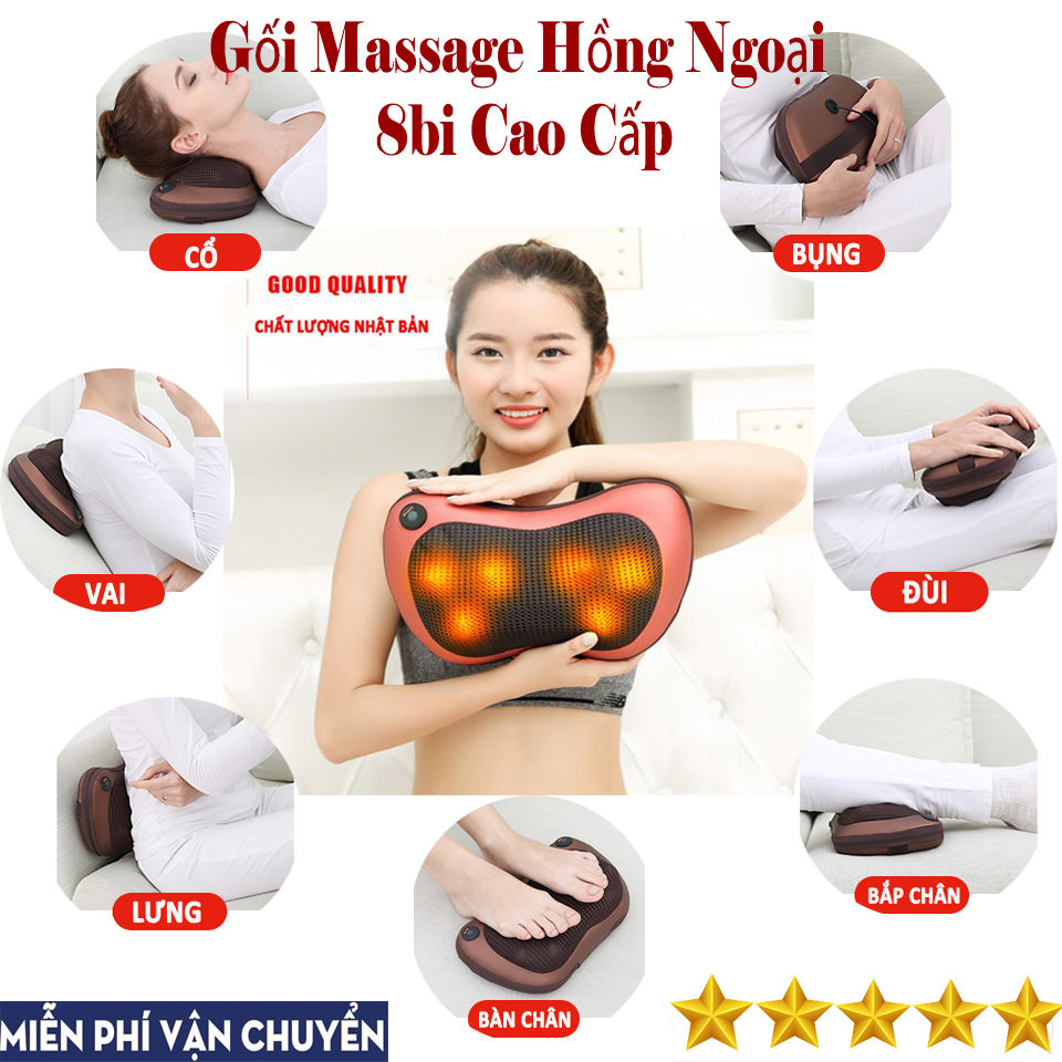 [FREESHIP - GIÁ SỈ] Gối Massage Đa Năng, Máy Massage Hồng Ngoại 8 Bi Thế Hệ Mới. Mát Xa Các Cơ Huyệt, Xoa Bóp Chống Nhức Mỏi, Nhanh Chóng Giảm Căng Thẳng , Stress .Giá Cực Sốc - Bảo Hành Toàn Quốc Trong Thời Gian 12 Tháng.
