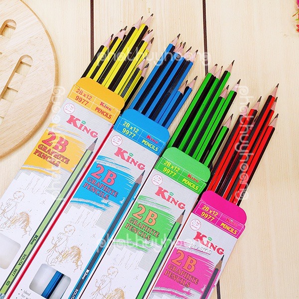 Hộp 12 Cây Viết Chì Gỗ 2B King 9977 12 Cây Hộp