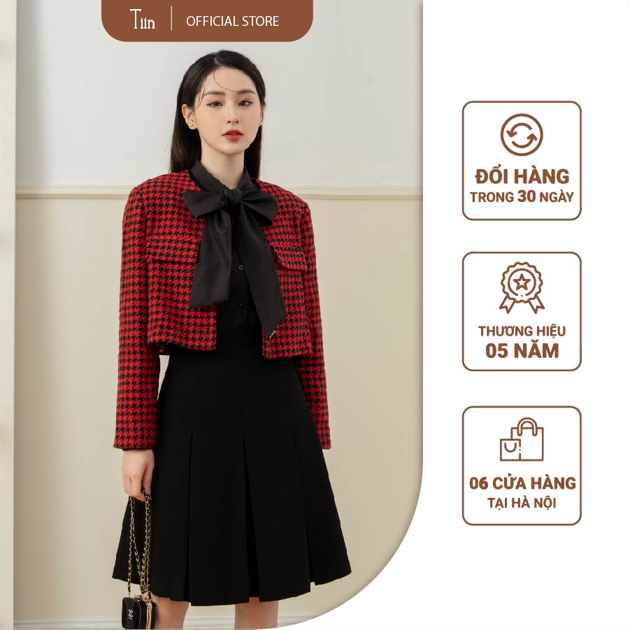 Áo khoác dạ cổ tròn 2 nắp túi tiinstore adk555