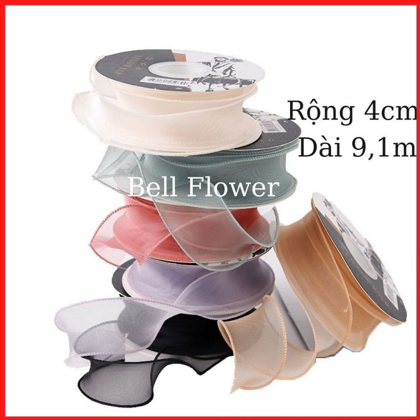 Ruy Băng Voan Viền Sóng Bèo 4cm, Cuộn Dây Ruy Băng Làm Bó Hoa Sáp, Hoa Tươi Giả, Nơ Kẹp Tóc, Trang Trí Hộp Quà, Bánh Kem Bellflower