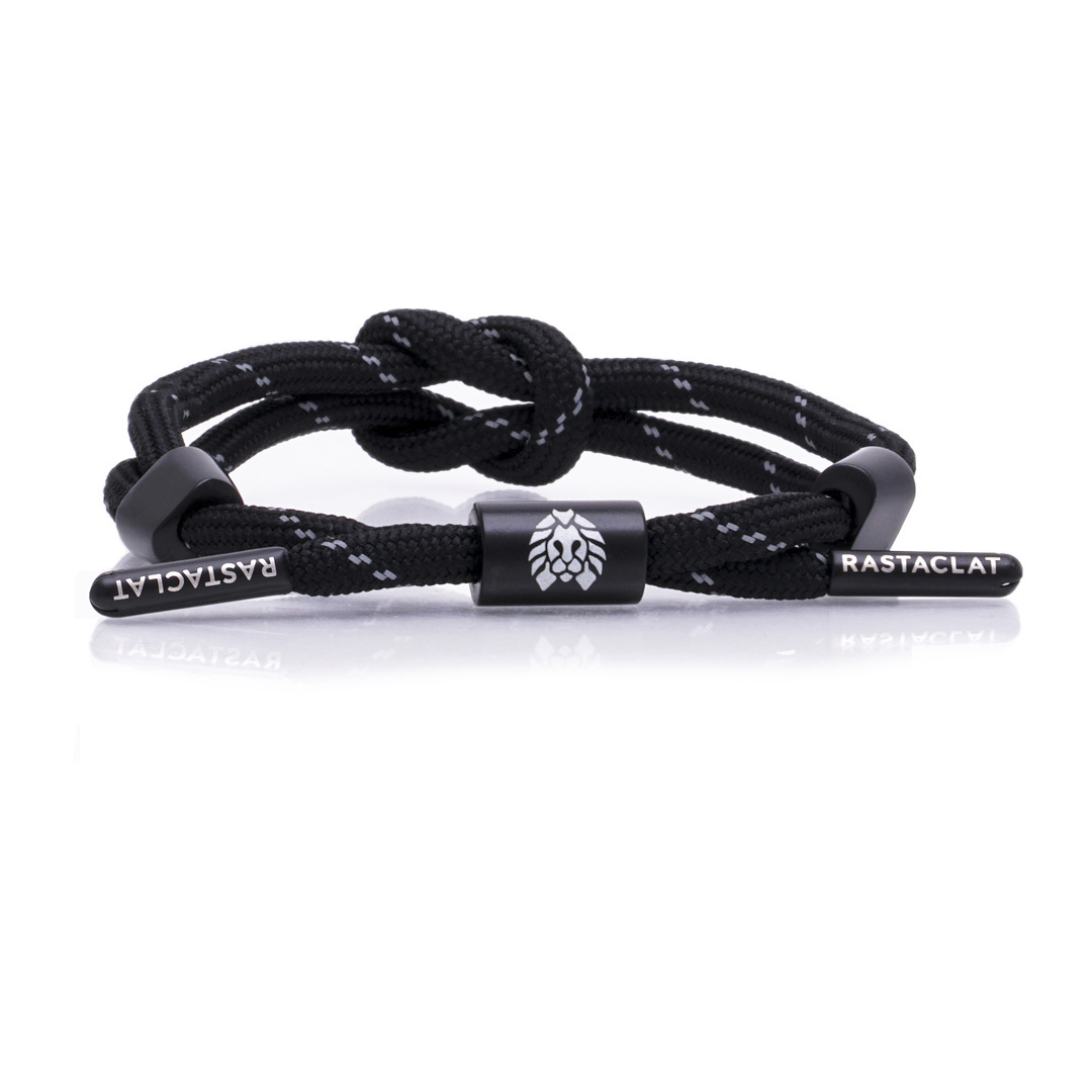 Vòng tay Rastaclat 12 AM dây thắt đen sọc xám RAS11100023
