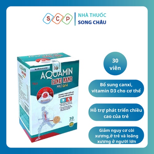 Aquamin Canxi Nano MK7 Gold (30 viên) | Viên Uống Bổ Sung Canxi ,vitamin D3