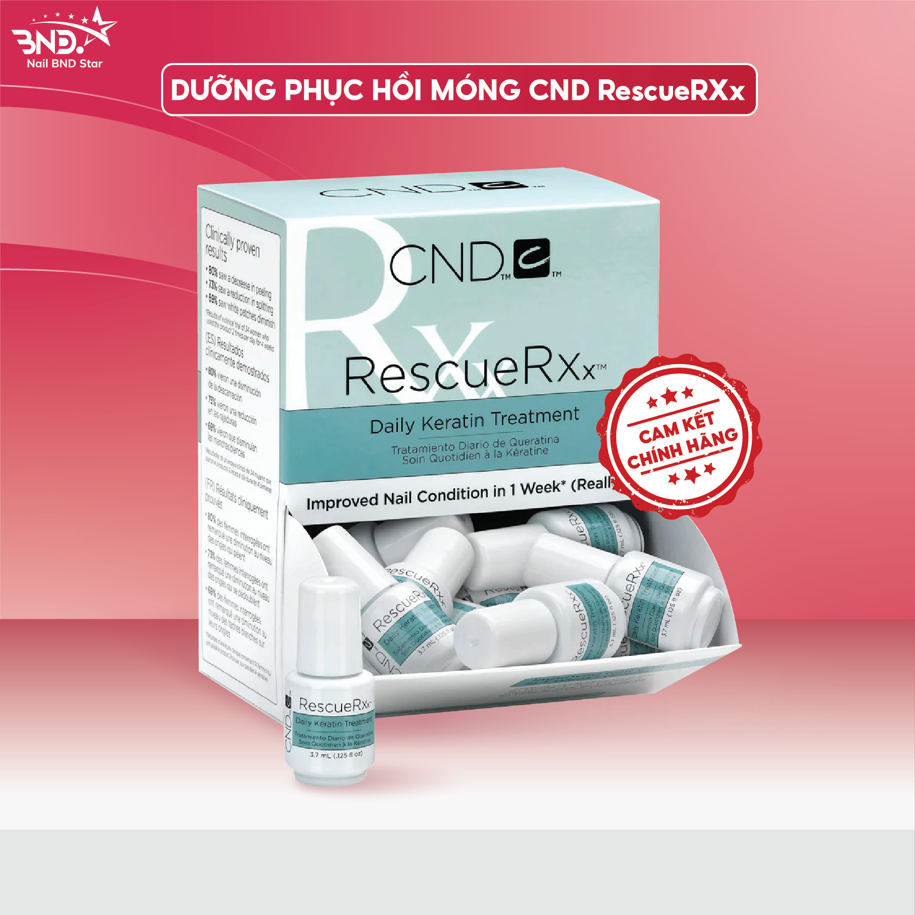 Dưỡng phục hồi móng CND 3.7ml hàng Mỹ - Dưỡng móng cải thiện hư tổn, kích thích mọc móng NailBND