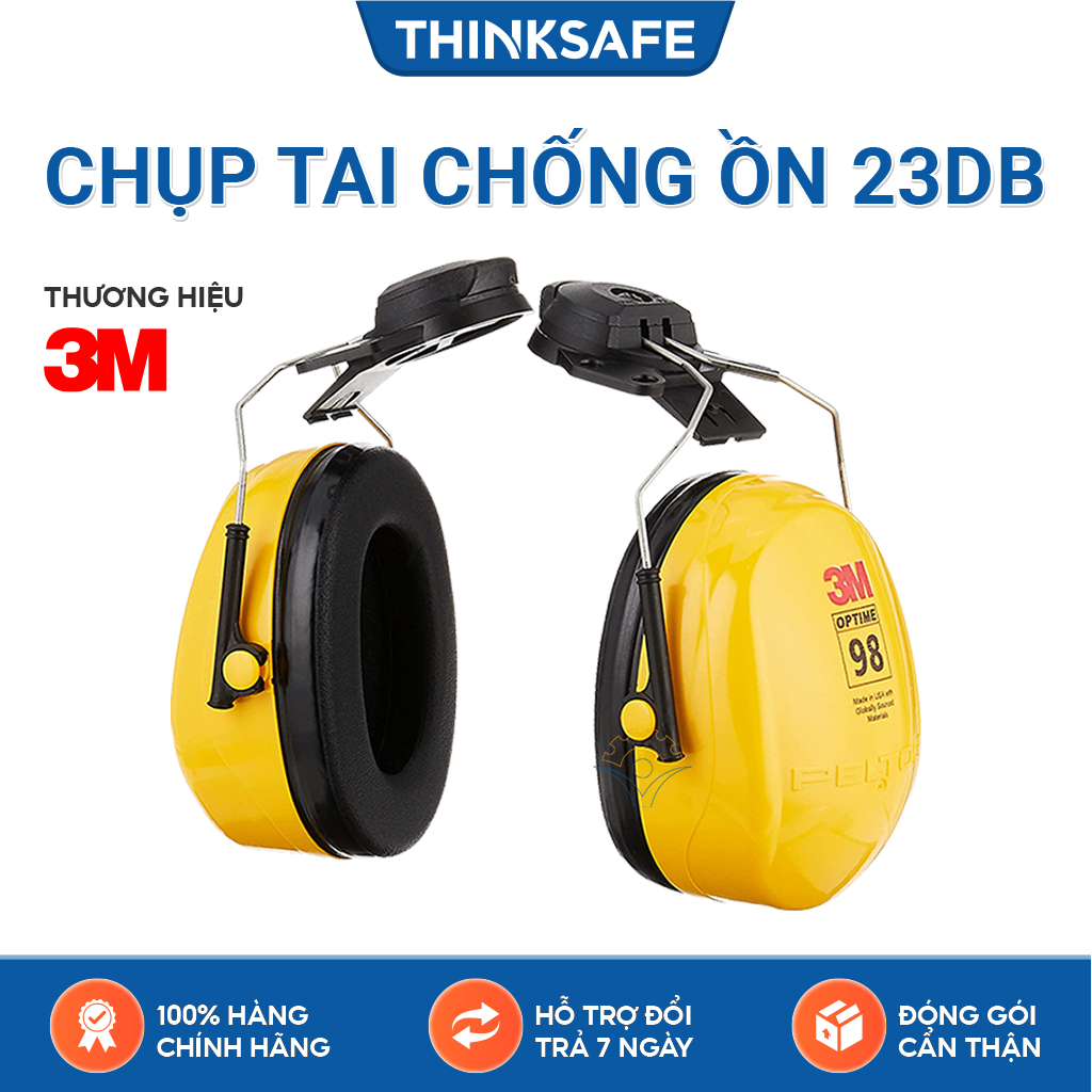 Chụp tai giảm ồn gắn nón 3M Optime 98 H9P3E - Chụp tai chống ồn mang lại sự thoải mái khi sử dụng - Bảo hộ Thinksafe