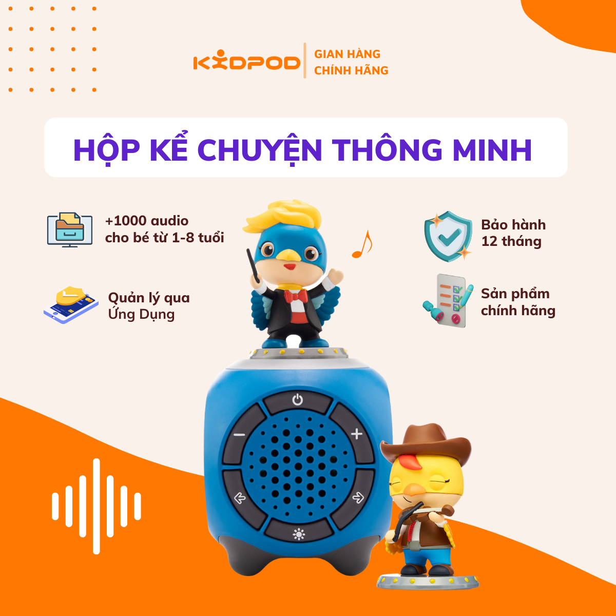 KIDPOD Hộp Kể Chuyện Thông Minh Trẻ Em Màu Xanh Dương Starter Set - Đồ Chơi Trí Tuệ Hot Nhất - Có Kèm App