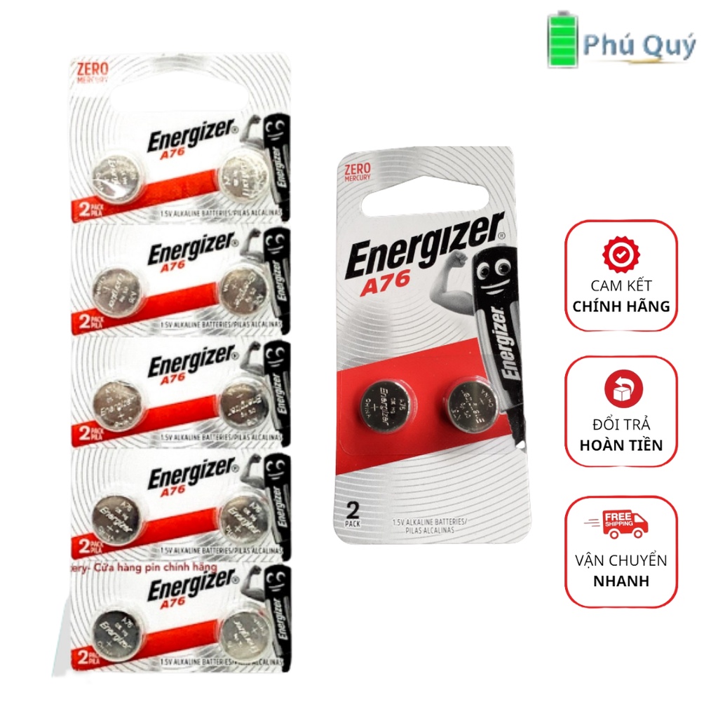 Vỉ 10 viên pin lr44 energizer 1,5v - hàng chính hãng
