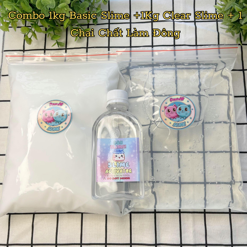 Combo 2Kilogram Slime Basic Sữa + Base Clear Slime - Chất Slime mềm dẻo không mùi,an toàn,hàng Việt Nam