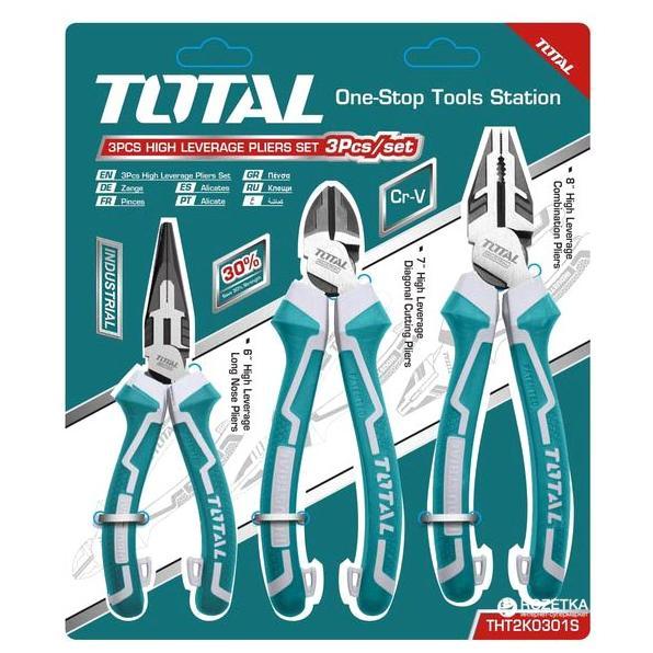 Bộ kìm điện, kìm cắt và kìm nhọn cao cấp 3 chi tiết total tht2k0301s