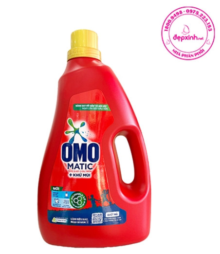 Chai nước giặt Omo Matic cửa trên xoáy bay vết bẩn công nghệ xanh mới  2.7 Kg