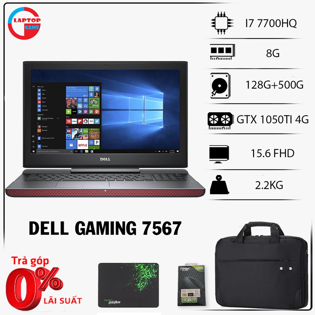 [Mã 158ELSALE giảm 7% đơn 300k] Laptp Dell 7567 core i7 7700hq,vga gtx 1050ti 4g,laptop cũ chơi game cơ bản