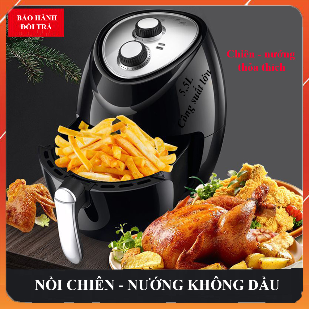 Bếp Chiên Không Dầu, Noi Chien Ko Dau, Chiên , nướng mọi loại đồ ăn không cần dầu mỡ, nhanh chóng, tiện lợi. BẢO HÀNH 1 ĐỔI 1