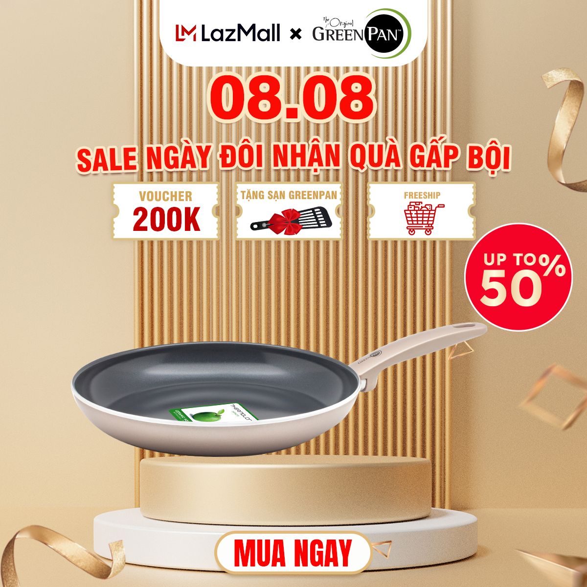 Chảo chống dính ceramic cao cấp greenpan cam.fbronze 28cm sâu - 651703
