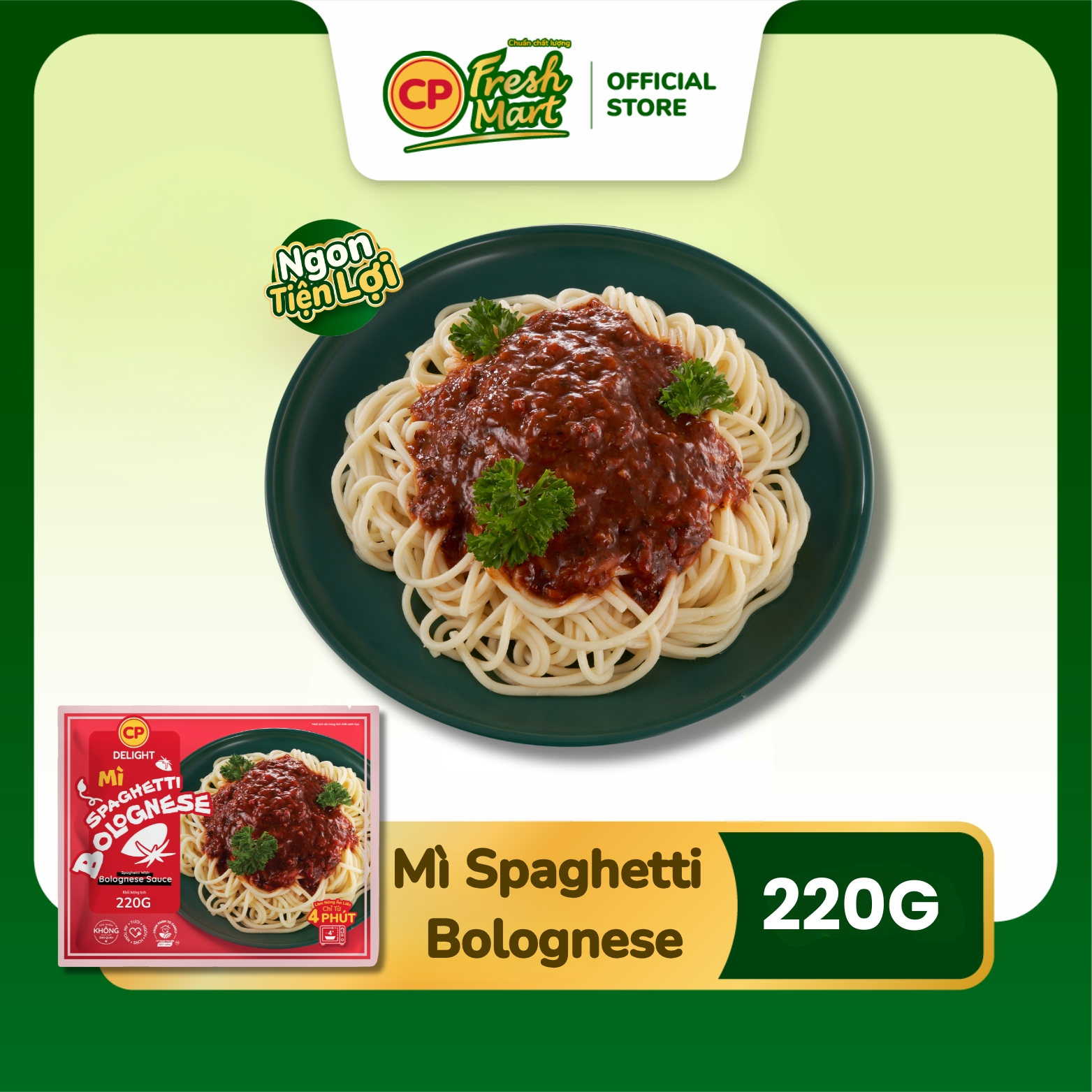 [MỚI] Mì Spaghetti Bolognese 220G - Ngon Tiện Lợi - Bữa Trưa Nhanh Gọn - CP Fresh Mart