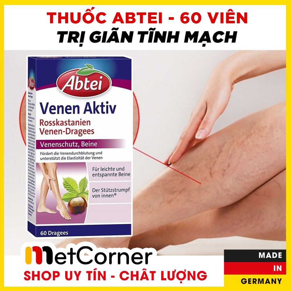 Giãn Tĩnh Mạch Met Corner -  Abtei Venen Aktiv - Đức  60 Viên - Date 2026 Hỗ trợ điều trị giãn tĩnh mạch, giảm tê mỏi, nhức chân