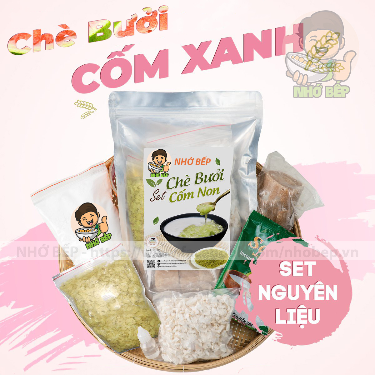 Set Chè Bưởi Cốm ( Set Nhỏ 6 Chén) Tặng Kè Công Thức - Nhớ Bếp