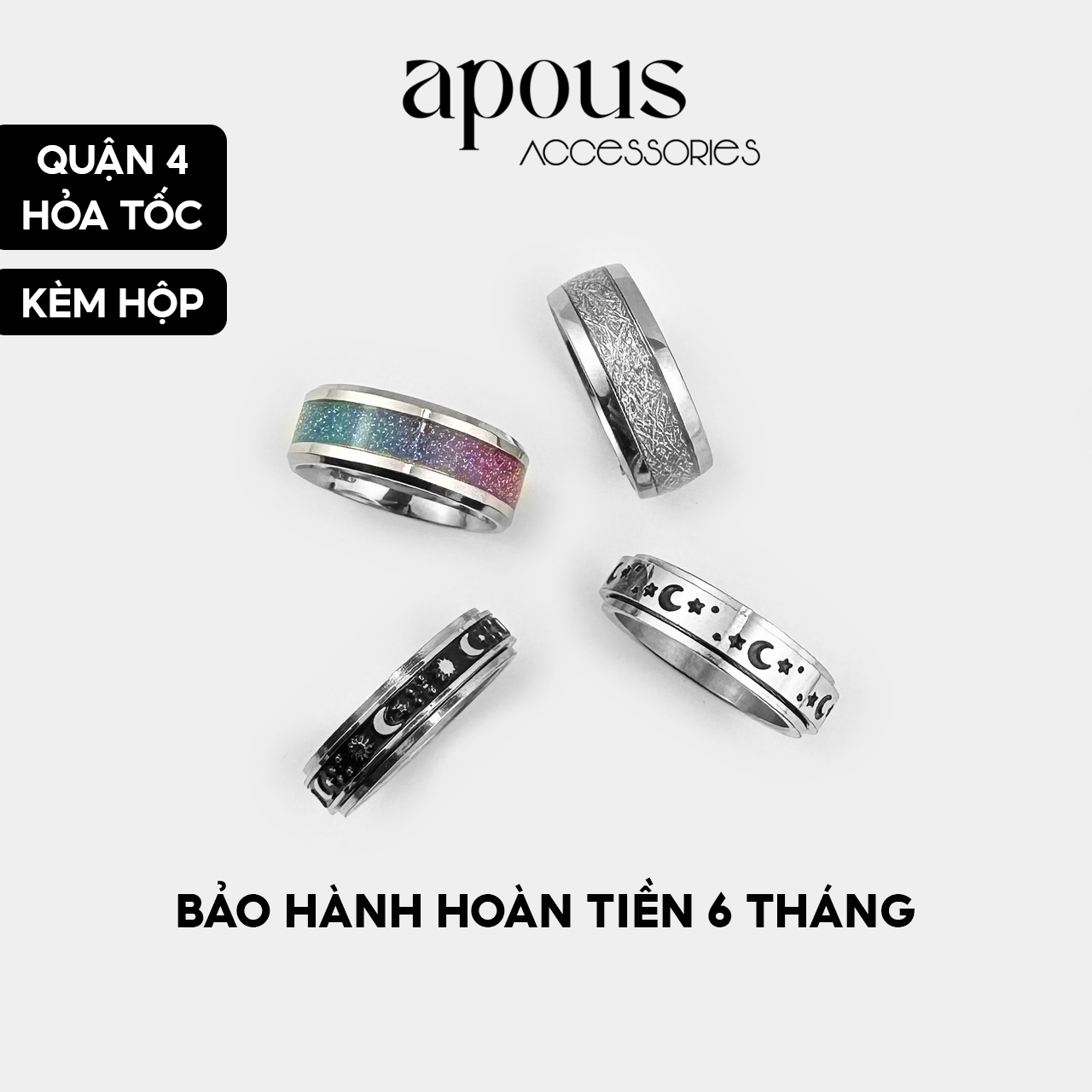Nhẫn nam nữ Basic Ice Ring - Thép Titan - Phụ kiện trang sức Unisex Apous