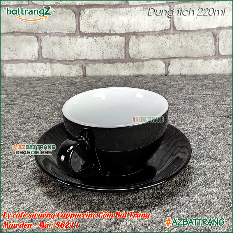 Ly sứ uống cafe Cappuccino màu đen gốm Bát Tràng