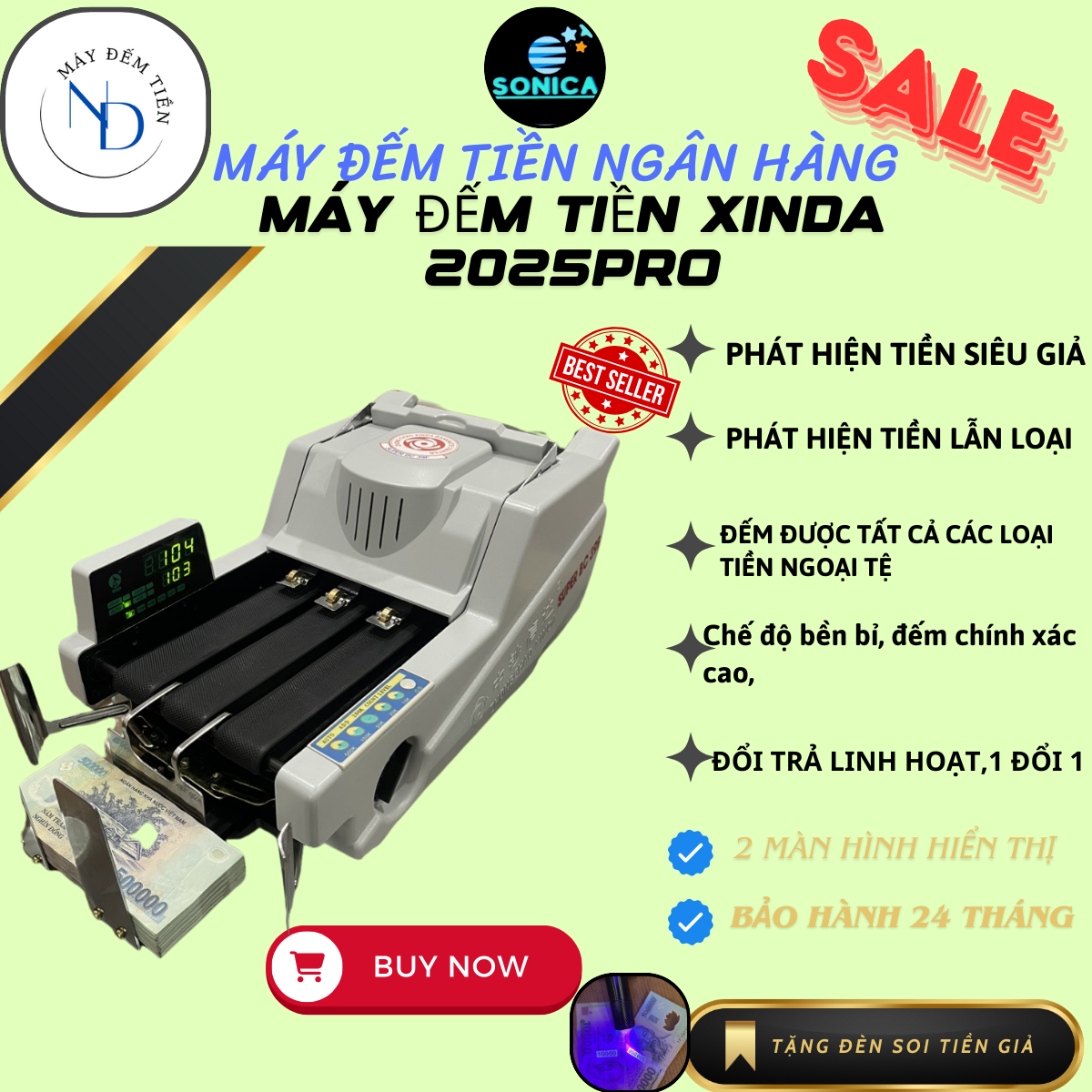 Máy đếm tiền xinda bc 35, ngân hàng hay sử dụng, phát hiện tiền khác loại, tiền giả siêu chuẩn new 2025