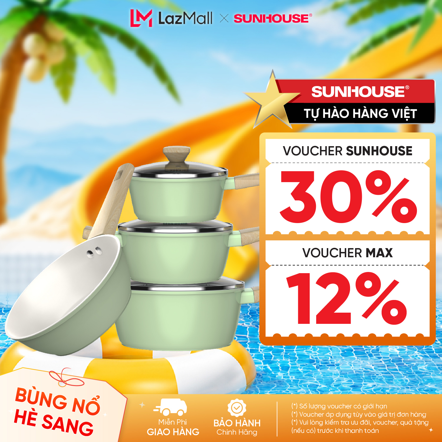Bộ nồi phủ sứ Nano đáy từ Sunhouse Healthy SHG7979MP2/MT2 - Chống dính Nano Ceramic - Dùng mọi loại bếp