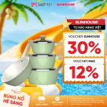 Bộ nồi phủ sứ Nano đáy từ Sunhouse Healthy SHG7979MP2/MT2 - Chống dính Nano Ceramic - Dùng mọi loại bếp