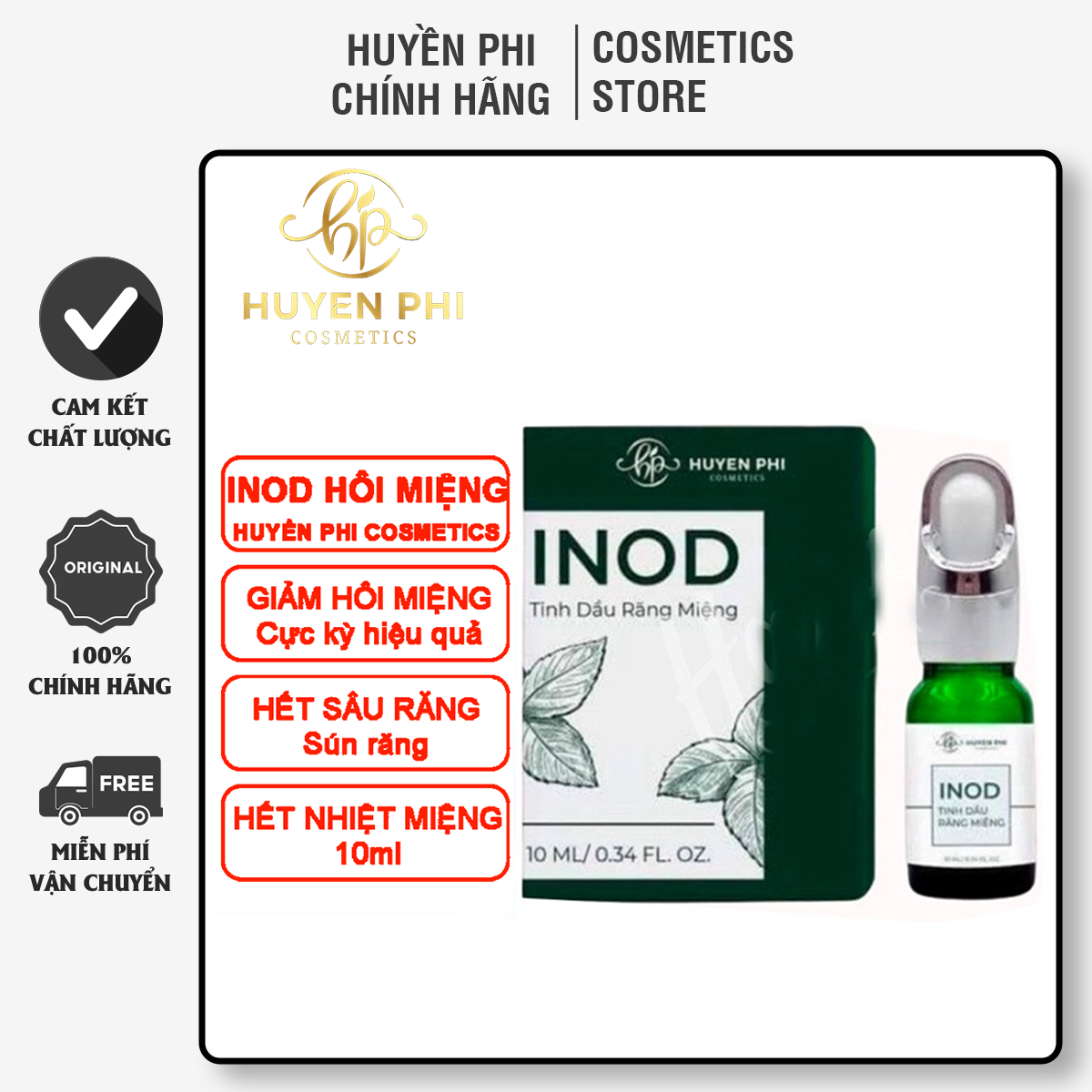 Tinh Dầu Serum Hôi Miệng inod HUYỀN PHI ngừa sâu răng, giảm ê buốt, nhiệt miệng